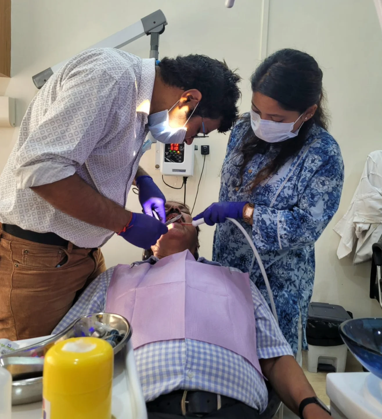 Doctor chairside consultation with patient